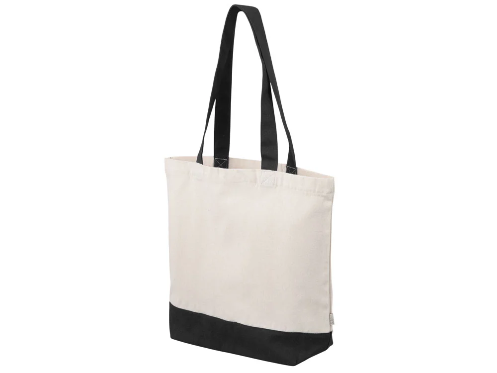 Сумка для шоппинга Cotton из переработанного хлопка 280 г/м2 натуральный/черный - фото 3