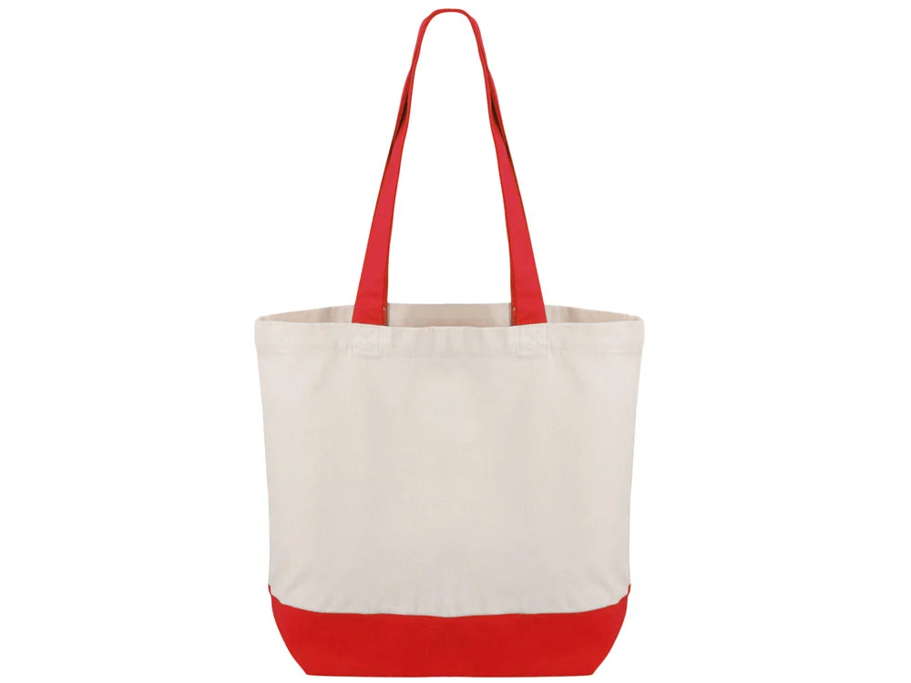 Сумка для шоппинга Cotton из переработанного хлопка 280 г/м2 натуральный/красный - фото 2