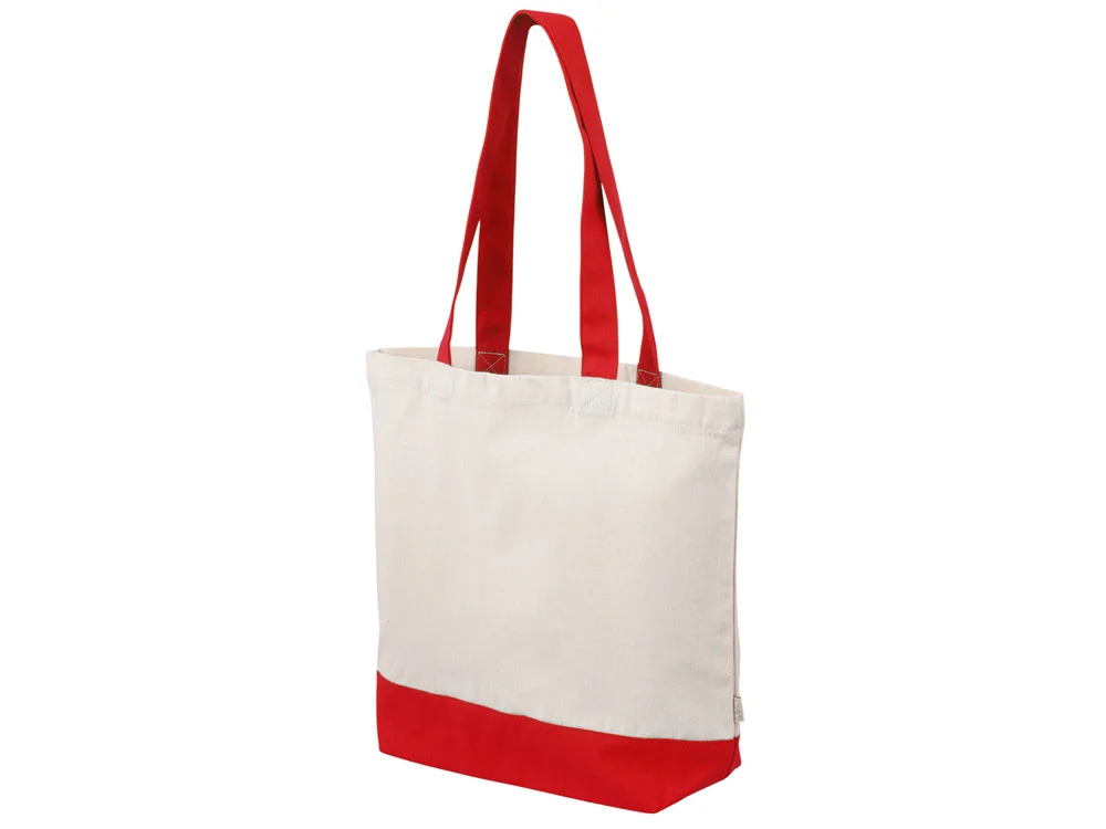 Сумка для шоппинга Cotton из переработанного хлопка 280 г/м2 натуральный/красный - фото 3