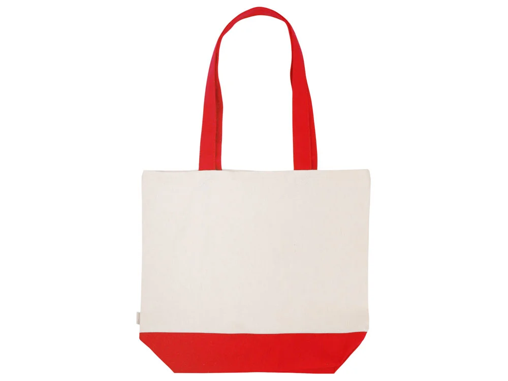 Сумка для шоппинга Cotton из переработанного хлопка 280 г/м2 натуральный/красный - фото 4