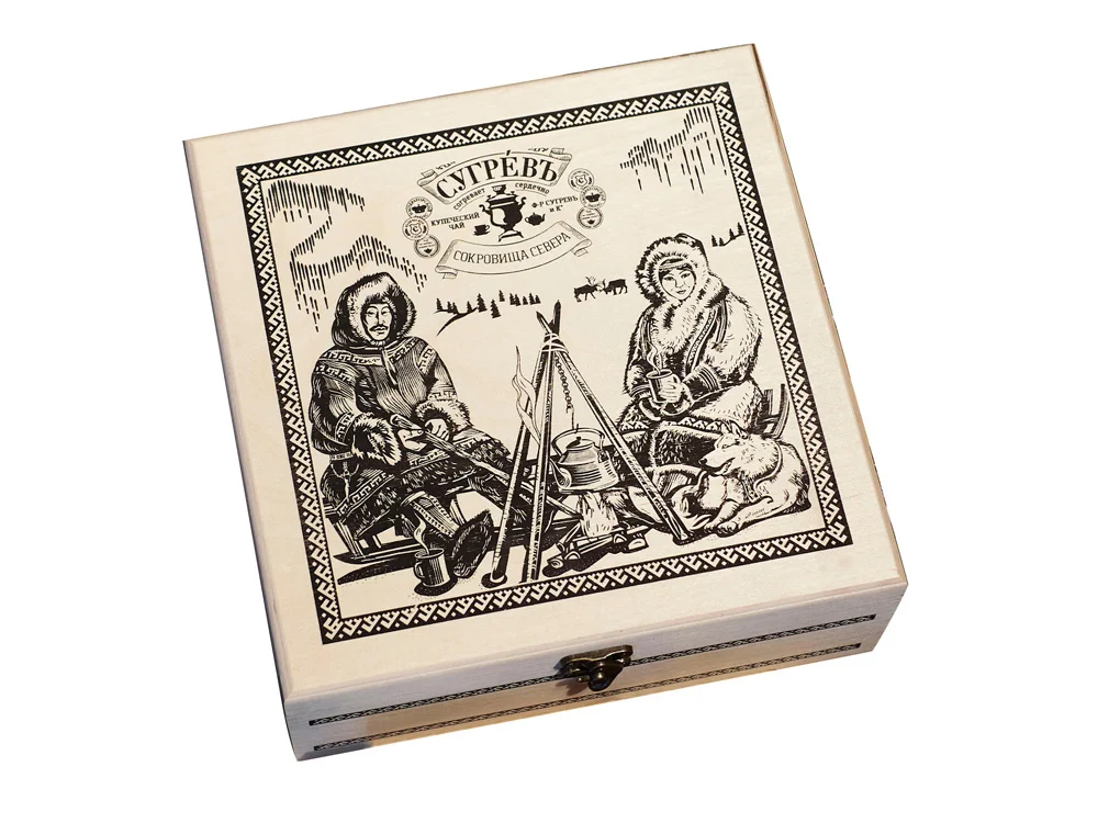 Подарочный набор c чаем «Сокровища Севера» в деревянной шкатулке, натуральный