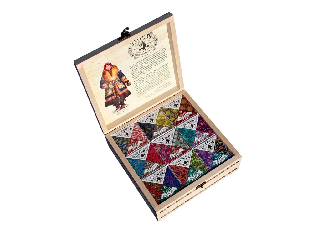 Подарочный набор c чаем «Сокровища Севера» в деревянной шкатулке без лого, натуральный - фото 2