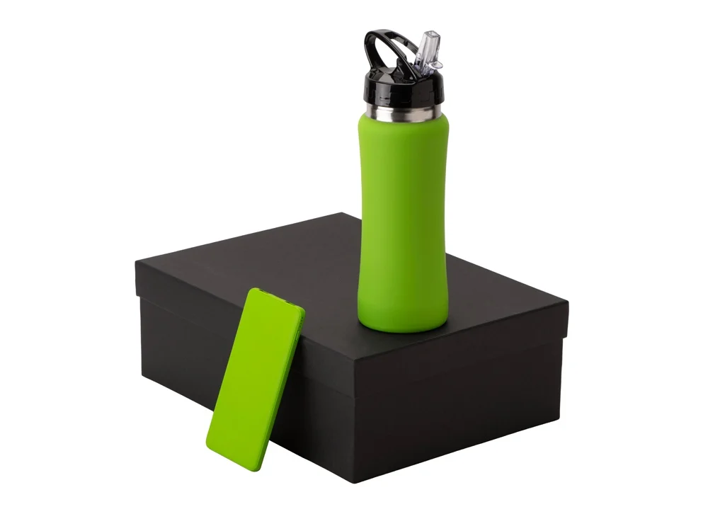 Подарочный набор COLOR IT с бутылкой для воды и повербанком 5000 mAh зеленое яблоко 600 мл - фото 2