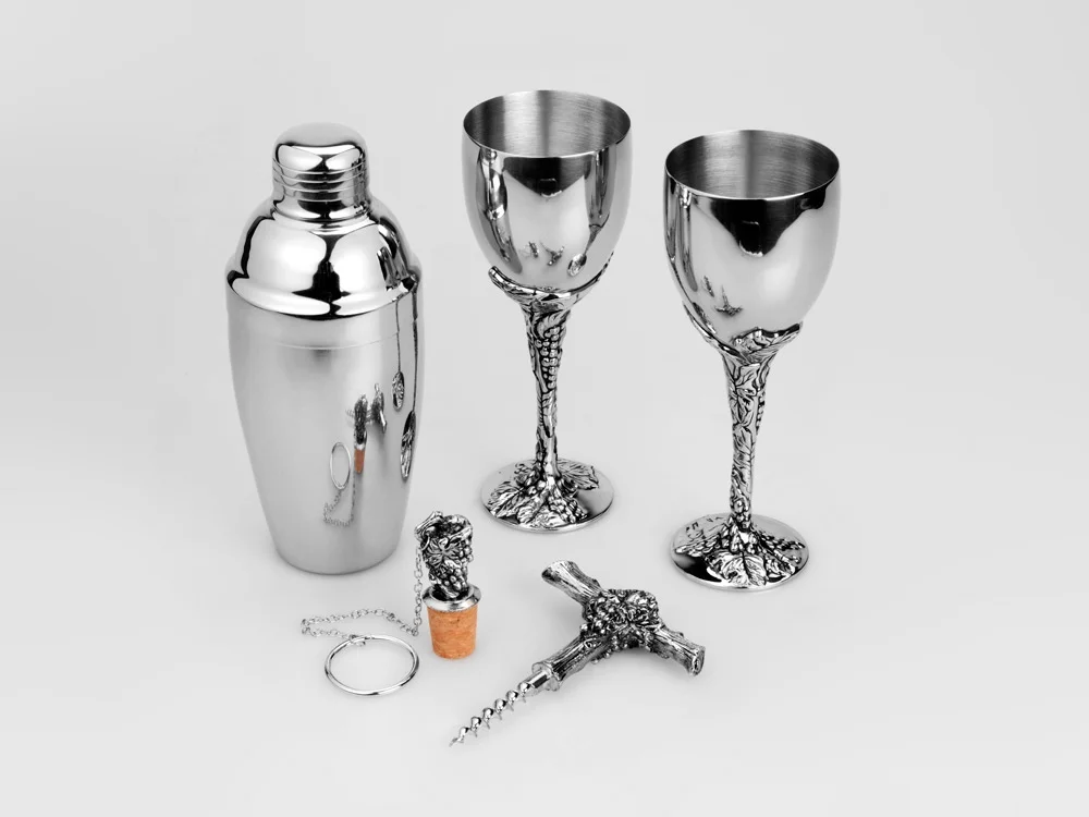 Набор для коктейлей Эксклюзив серебристый 500 мл 2 х 200