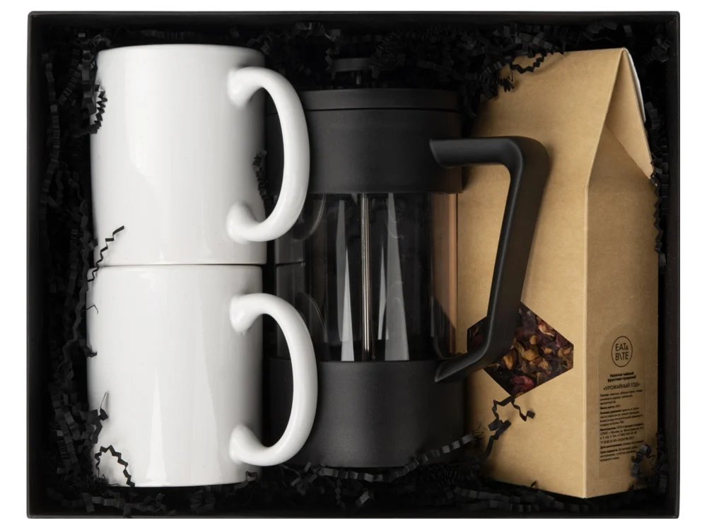 Подарочный набор чайный Tea break черный белый 600 мл 2 х 320 - фото 3