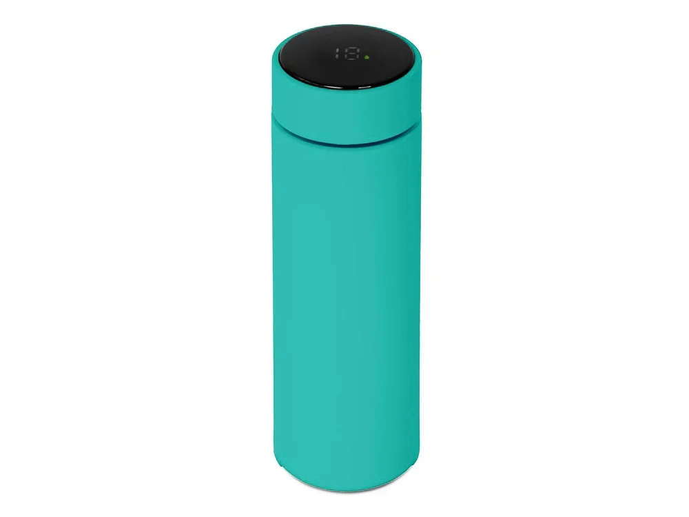 Термос FAMILY MARK LED индикатор soft touch бирюзовый 500 мл - фото 4