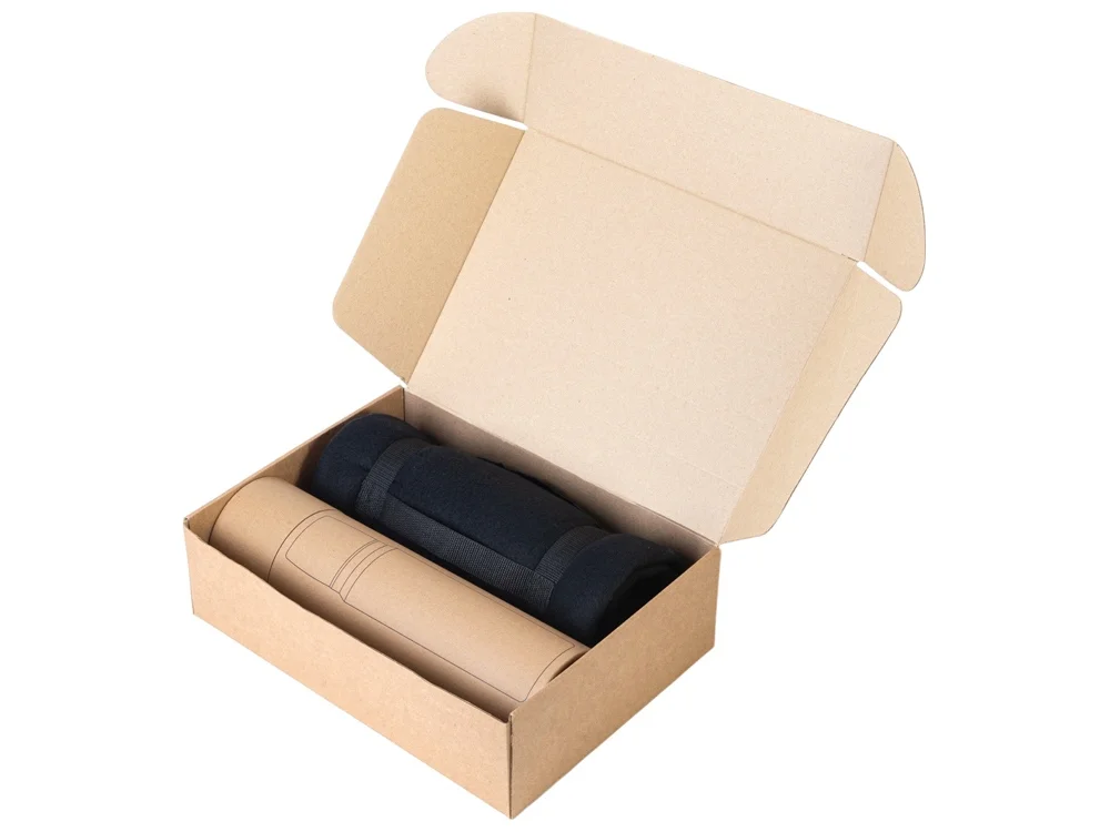 Подарочный набор с термосом и пледом Serenity черный 1000 мл - фото 2