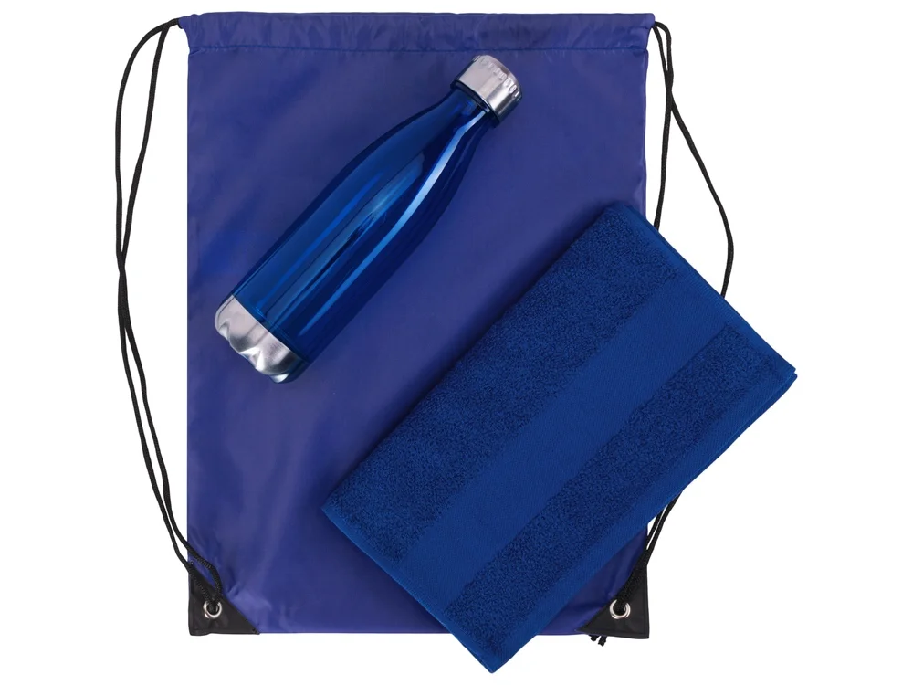 Спортивный набор с бутылкой и полотенцем Beginner синий 700 мл - фото 2