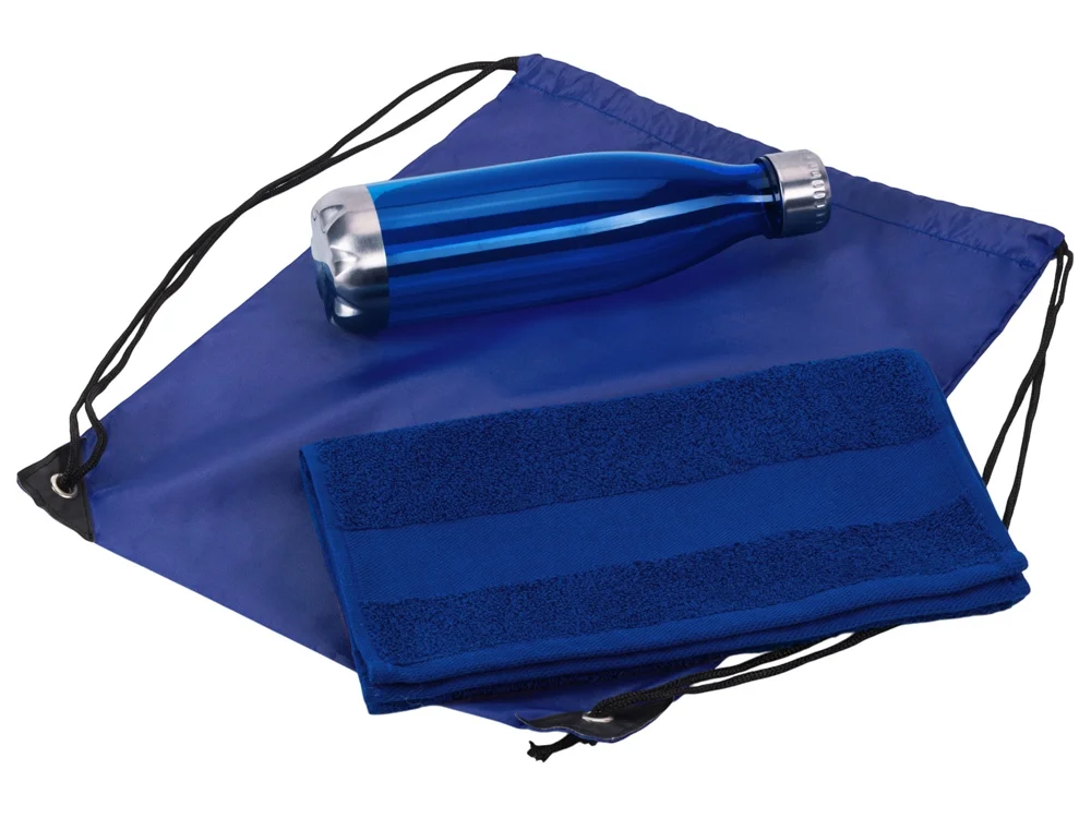 Спортивный набор с бутылкой и полотенцем Beginner синий 700 мл - фото 3