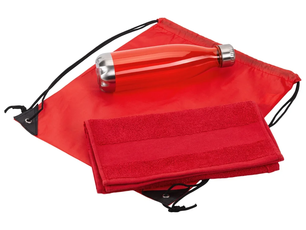 Спортивный набор с бутылкой и полотенцем Beginner красный 700 мл - фото 3