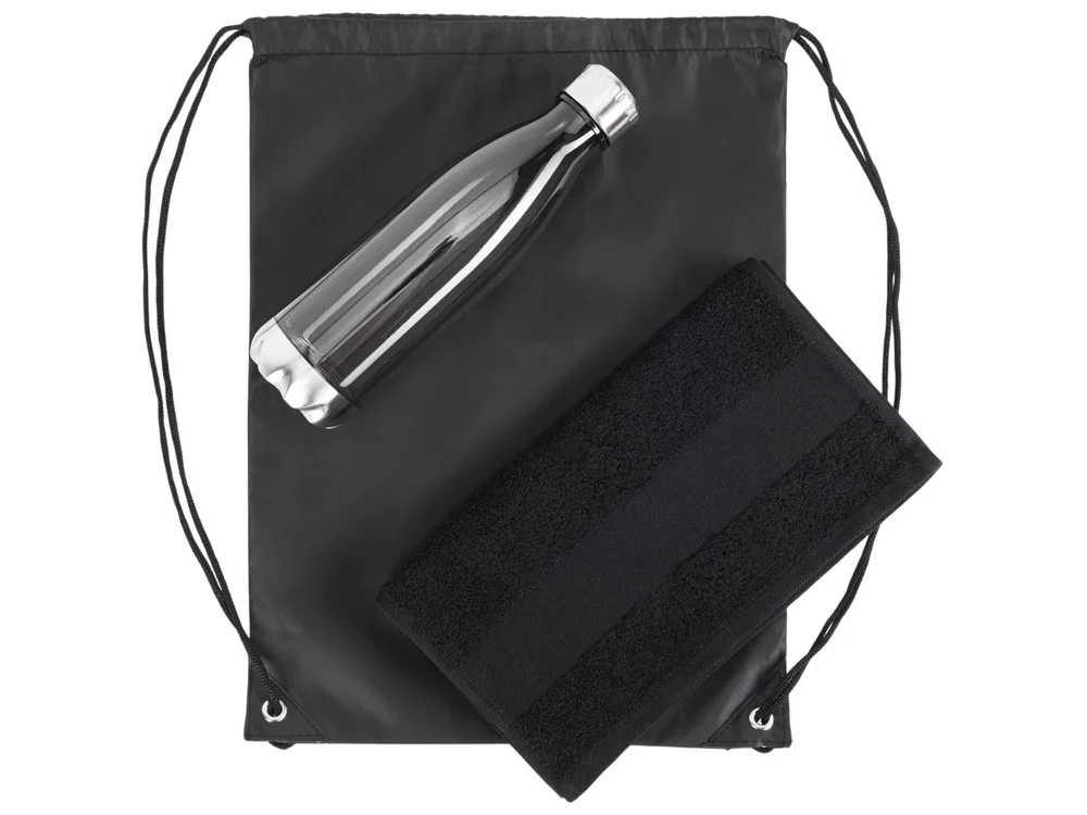 Спортивный набор с бутылкой и полотенцем Beginner черный 700 мл - фото 2