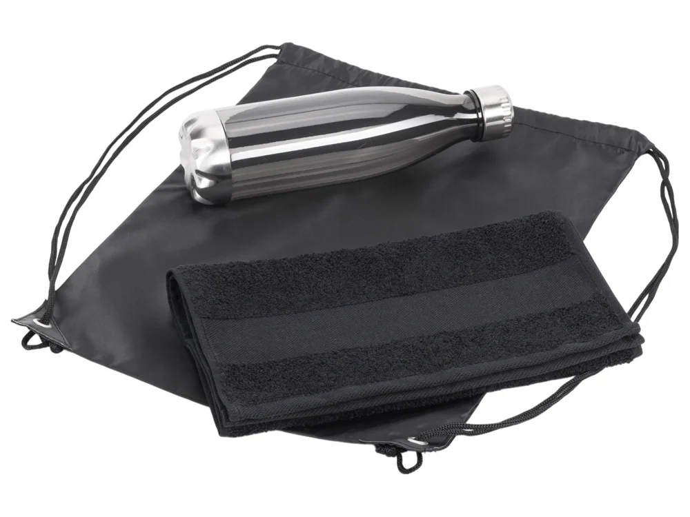 Спортивный набор с бутылкой и полотенцем Beginner черный 700 мл - фото 3