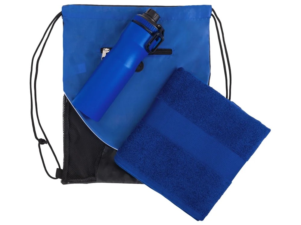 Спортивный набор со стальной бутылкой и полотенцем Advanced синий 850 мл - фото 2