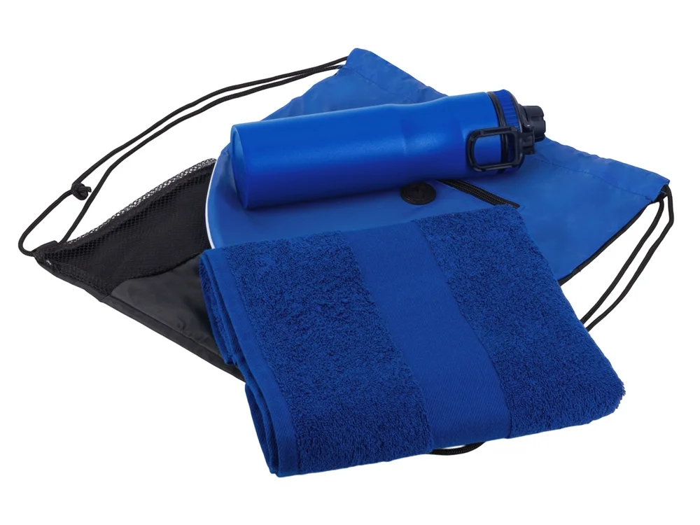 Спортивный набор со стальной бутылкой и полотенцем Advanced синий 850 мл - фото 3