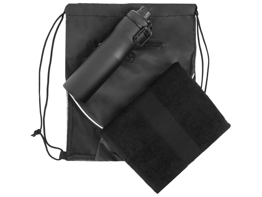 Спортивный набор со стальной бутылкой и полотенцем Advanced черный 850 мл - фото 2
