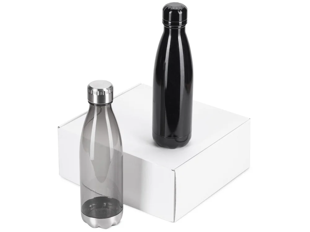 Подарочный набор с термосом и бутылкой Bottle set черный 550 мл 700