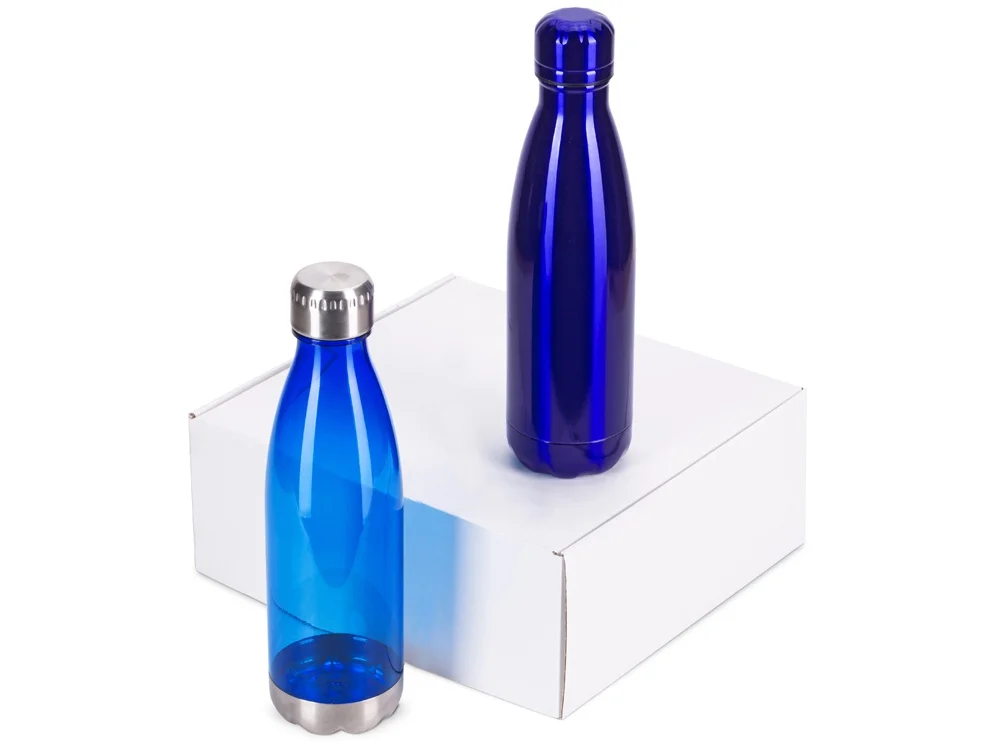 Подарочный набор с термосом и бутылкой Bottle set синий 550 мл 700