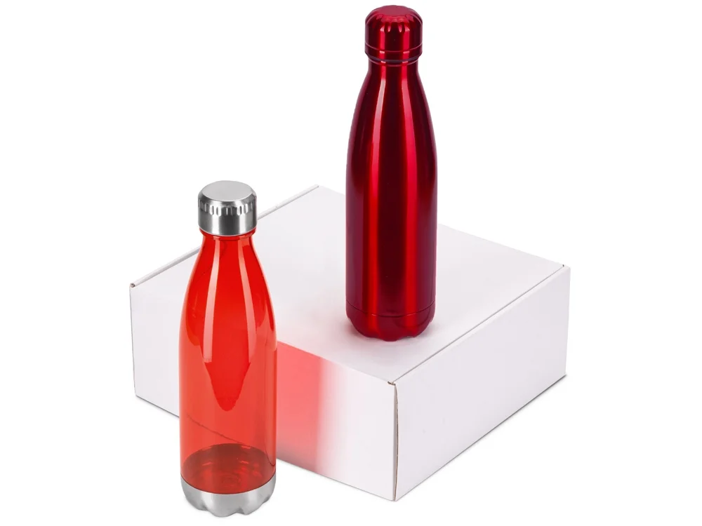 Подарочный набор с термосом и бутылкой Bottle set красный 550 мл 700