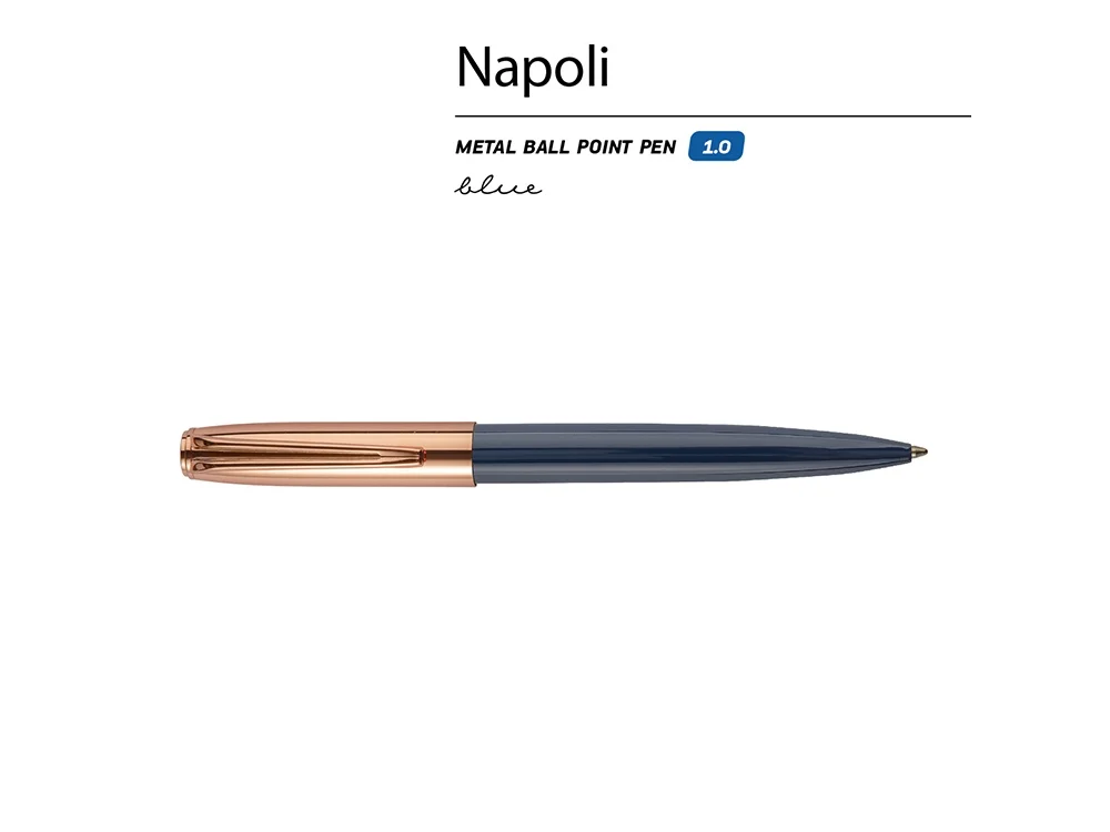 Ручка металлическая шариковая Napoli синий розовое золото - фото 2