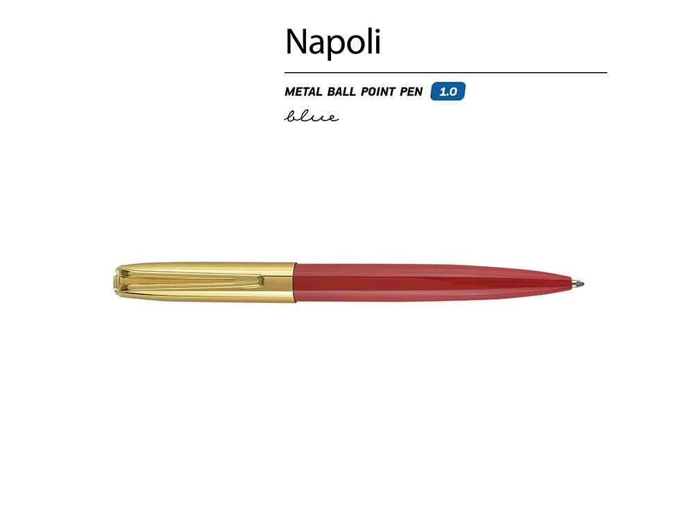 Ручка металлическая шариковая Napoli красный золотистый - фото 2