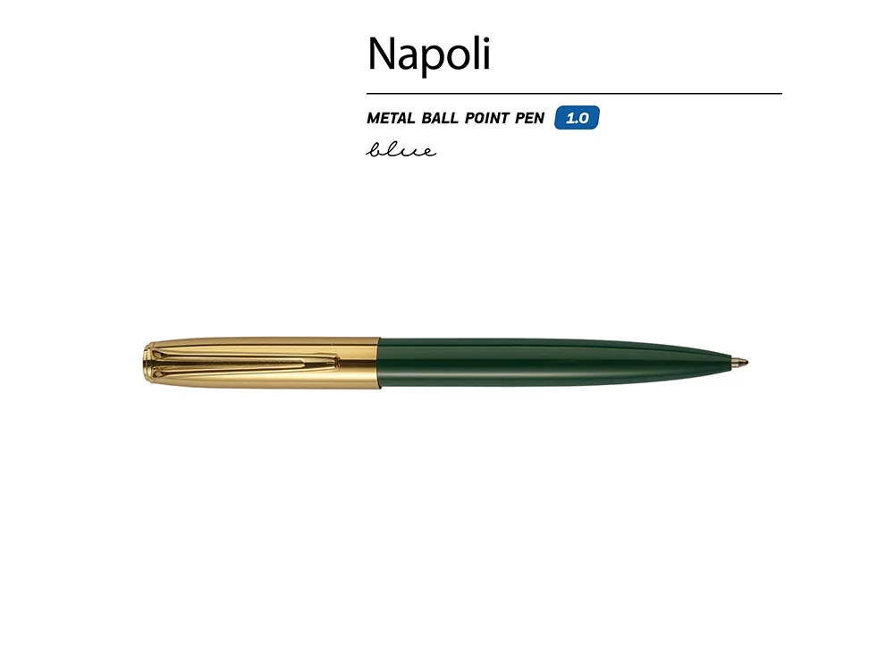 Ручка металлическая шариковая Napoli зеленый золотистый - фото 2