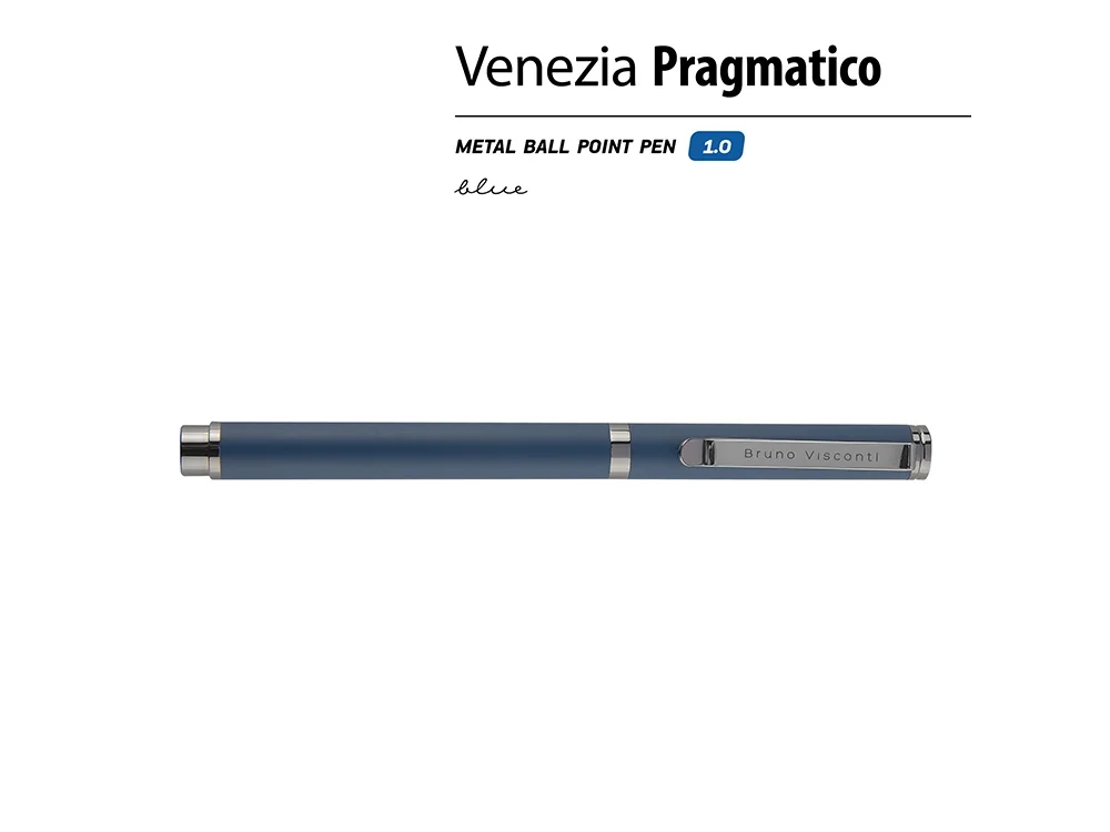 Ручка металлическая шариковая Venezia Pragmatico софт-тач синий - фото 2