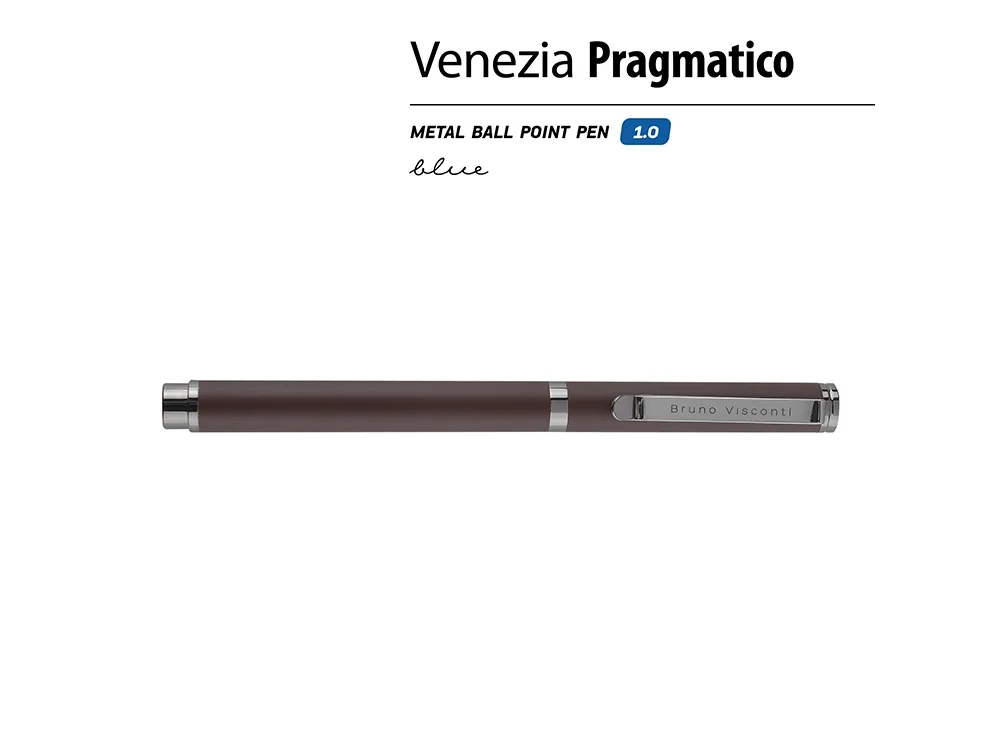 Ручка металлическая шариковая Venezia Pragmatico софт-тач коричневый - фото 2