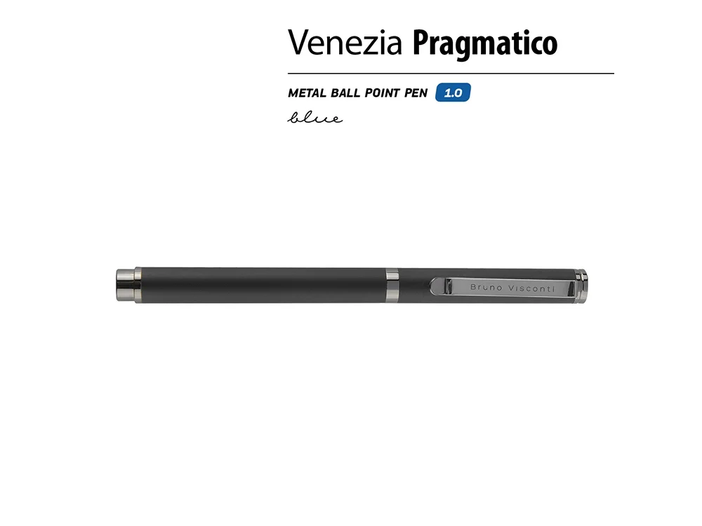 Ручка металлическая шариковая Venezia Pragmatico софт-тач черный - фото 2