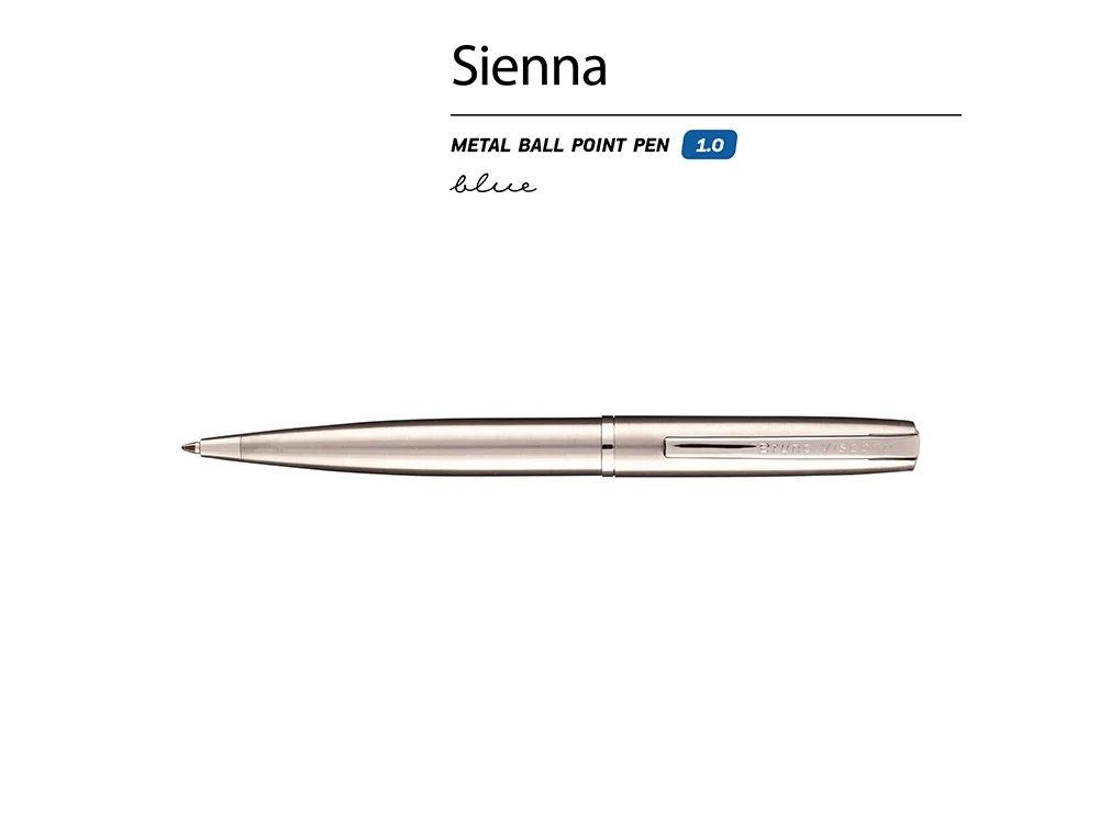 Ручка металлическая шариковая Sienna серебристый - фото 2