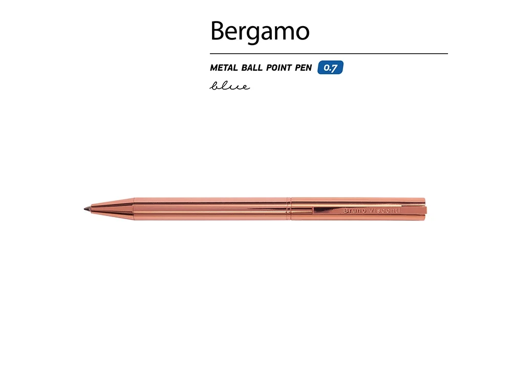 Ручка металлическая шариковая Bergamo розовое золото - фото 2