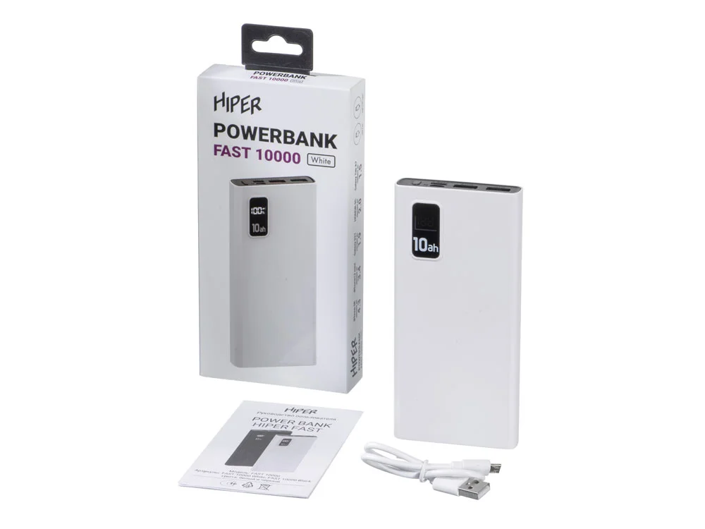 Портативный внешний аккумулятор FAST 10000 mAh белый - фото 8