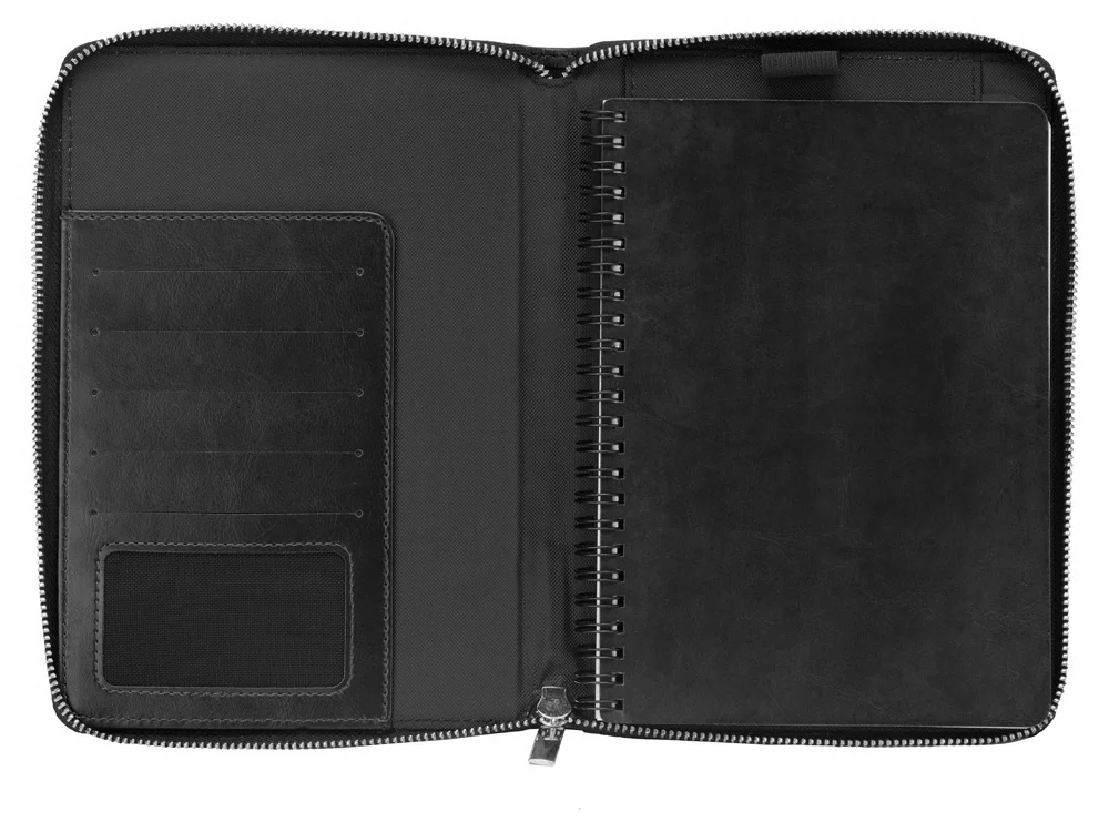 Бизнес-блокнот на молнии А5 Fabrizio с RFID защитой черный - фото 7