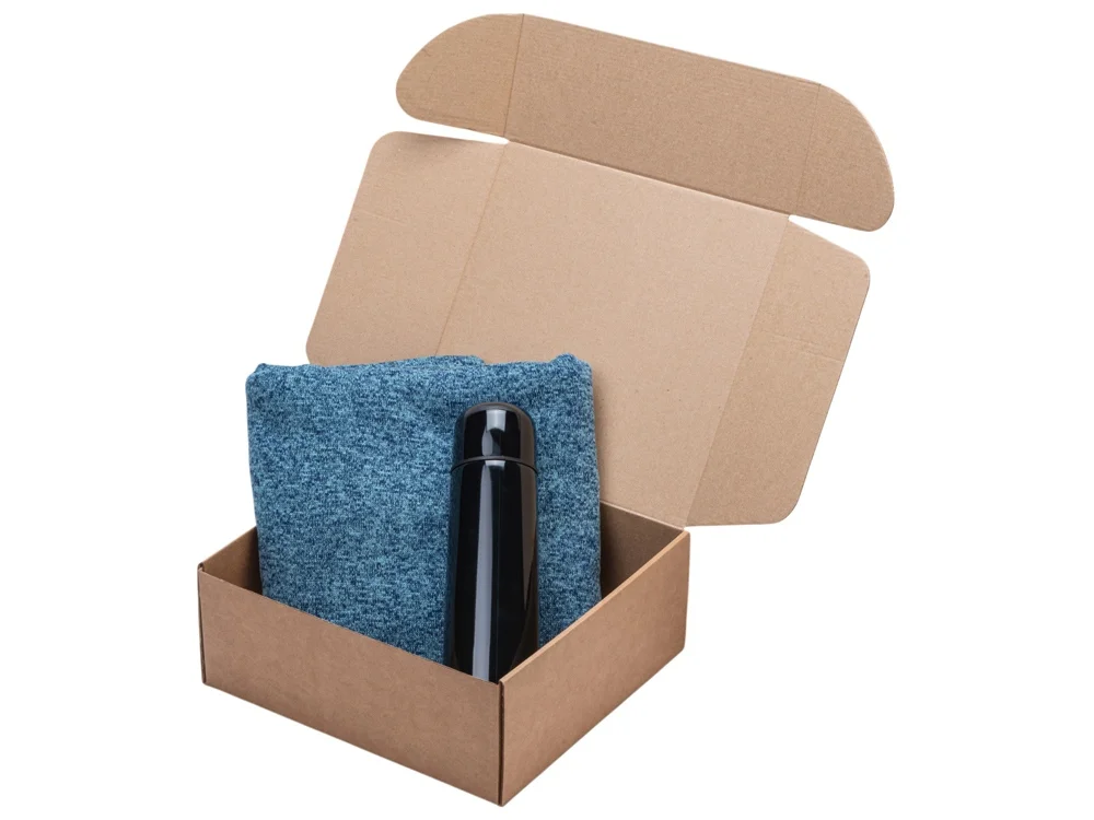 Подарочный набор Calmy с термосом и пледом синий черный 500 мл - фото 2