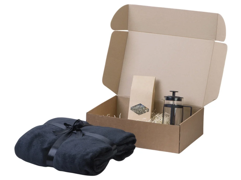 Подарочный набор «Tea time» с пледом, черный, 350 мл - фото 2