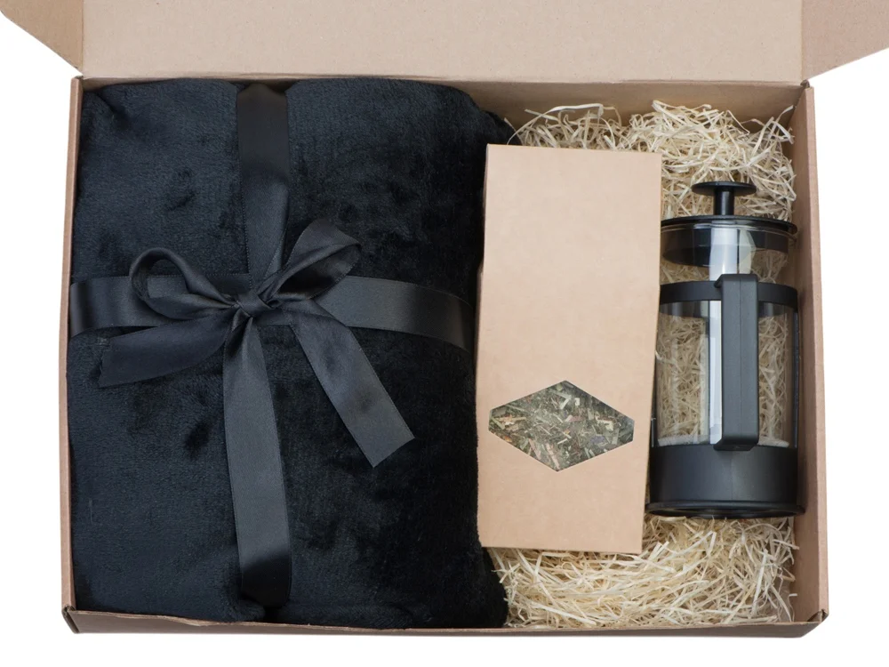 Подарочный набор «Tea time» с пледом, черный, 350 мл - фото 3