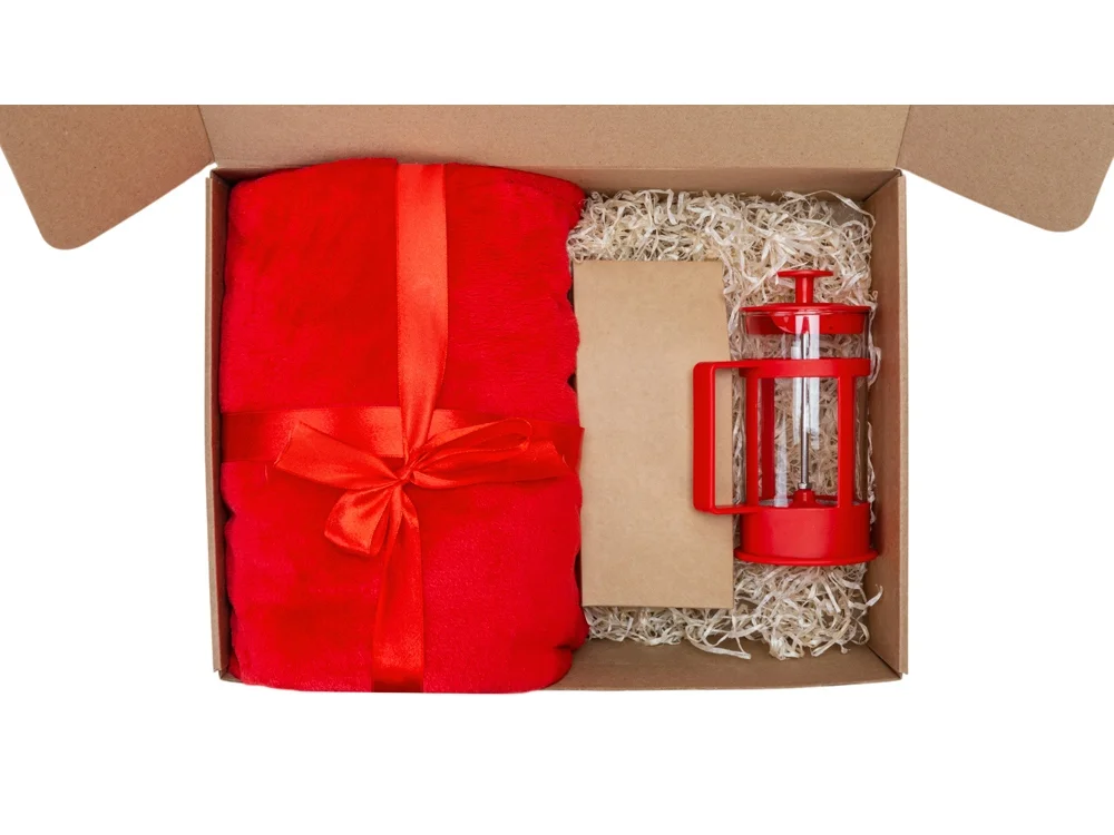 Подарочный набор «Tea time» с пледом, красный, 350 мл - фото 3