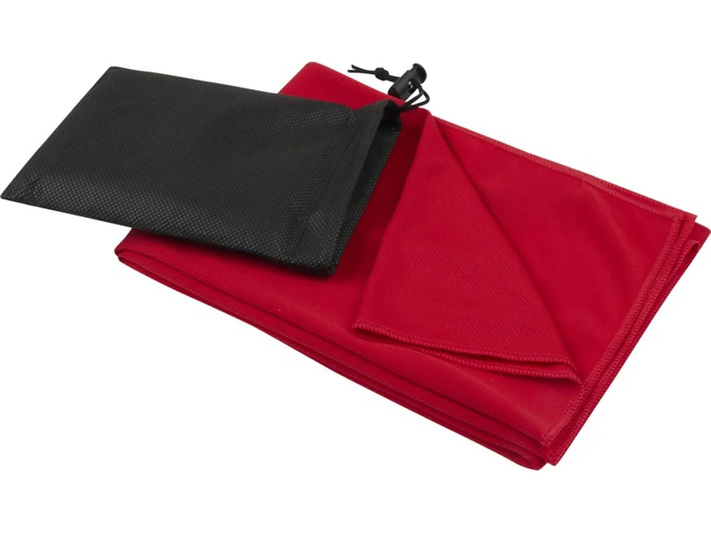 Полотенце спортивное «Lucas» из переработанного полиэстера, 50х100 см, красный, M