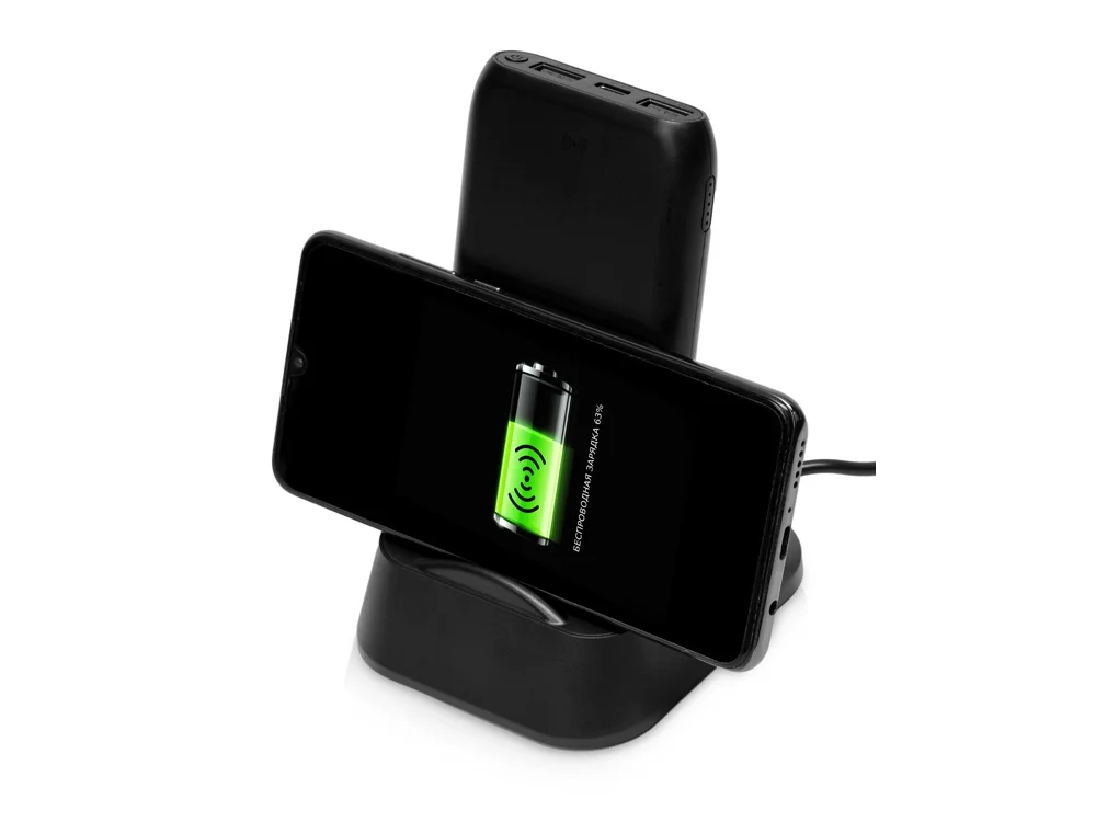 Беспроводное портативное зарядное устройство с зарядной станцией UnIQ 10000 mAh черный - фото 4