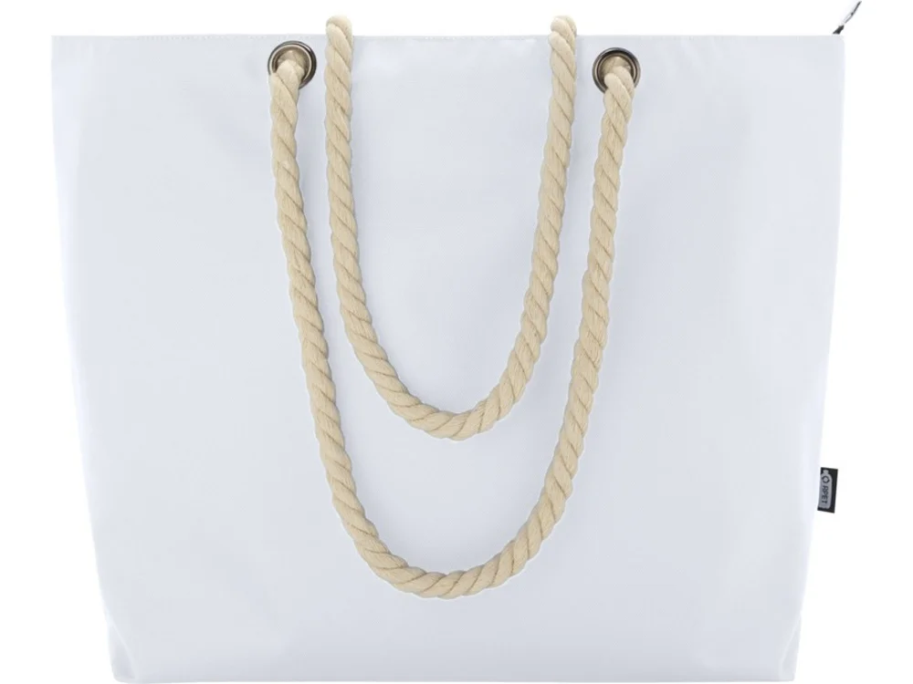 Пляжная сумка-холодильник Panama GRS из переработанных материалов с ручками-шнурками белый - фото 2