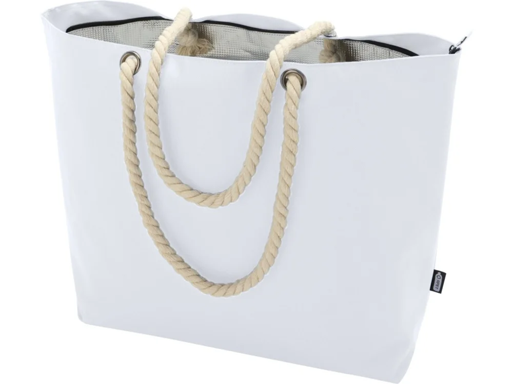 Пляжная сумка-холодильник Panama GRS из переработанных материалов с ручками-шнурками белый - фото 4