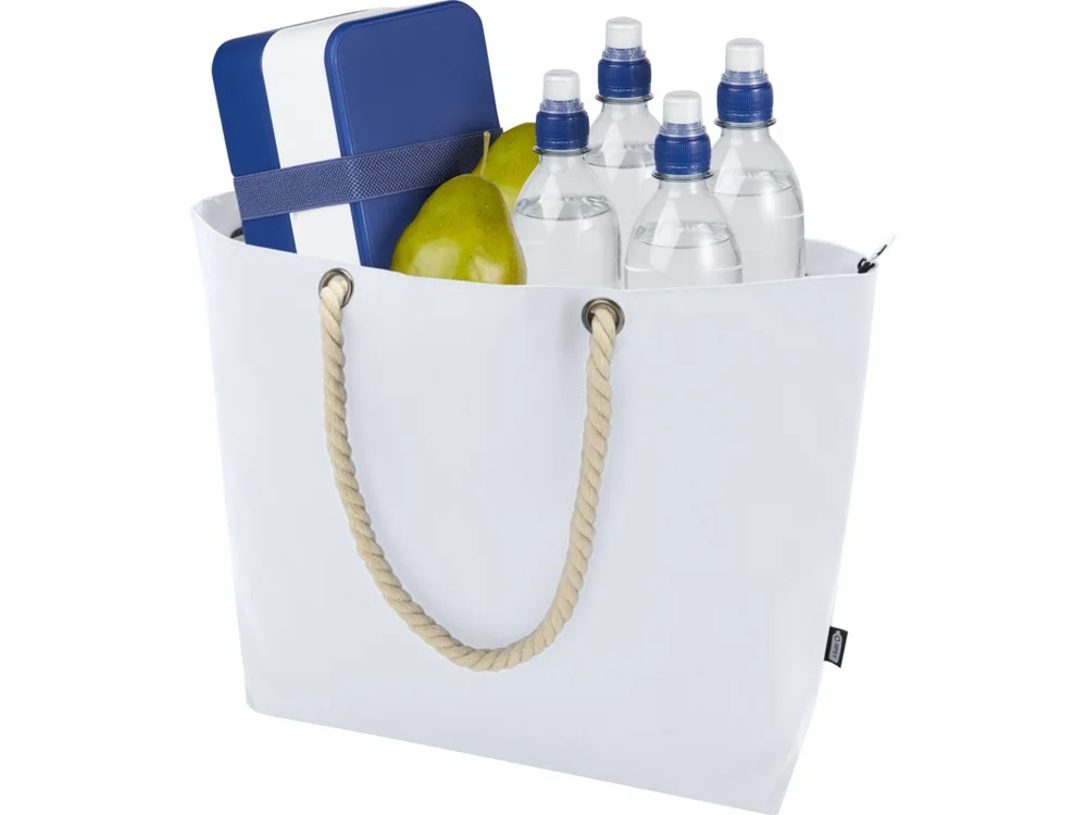 Пляжная сумка-холодильник Panama GRS из переработанных материалов с ручками-шнурками белый - фото 5