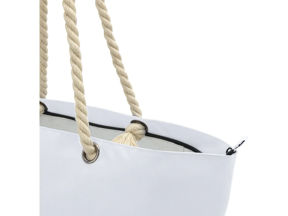 Пляжная сумка-холодильник Panama GRS из переработанных материалов с ручками-шнурками белый - фото 6
