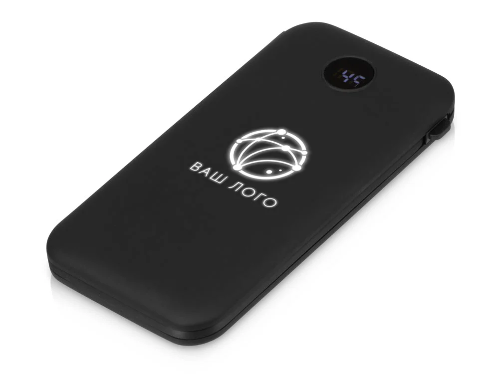 Внешний аккумулятор с подсветкой лого Astro soft-touch 10000 mAh черный - фото 1