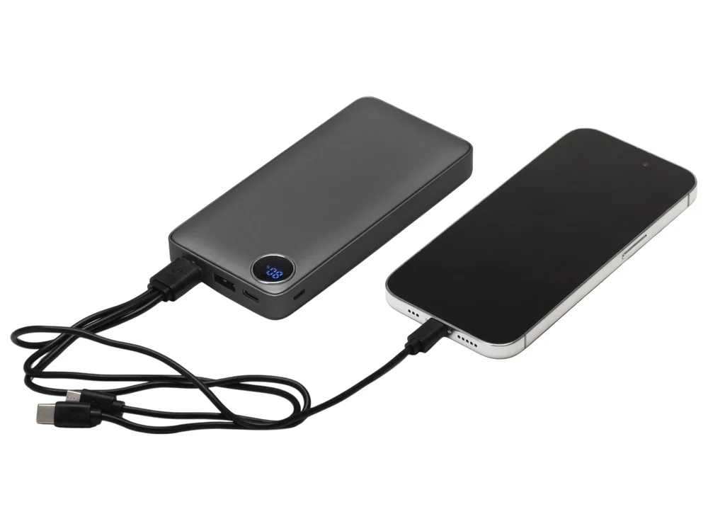 Внешний аккумулятор Mild металлик soft-touch 10 000 mAh серый - фото 2