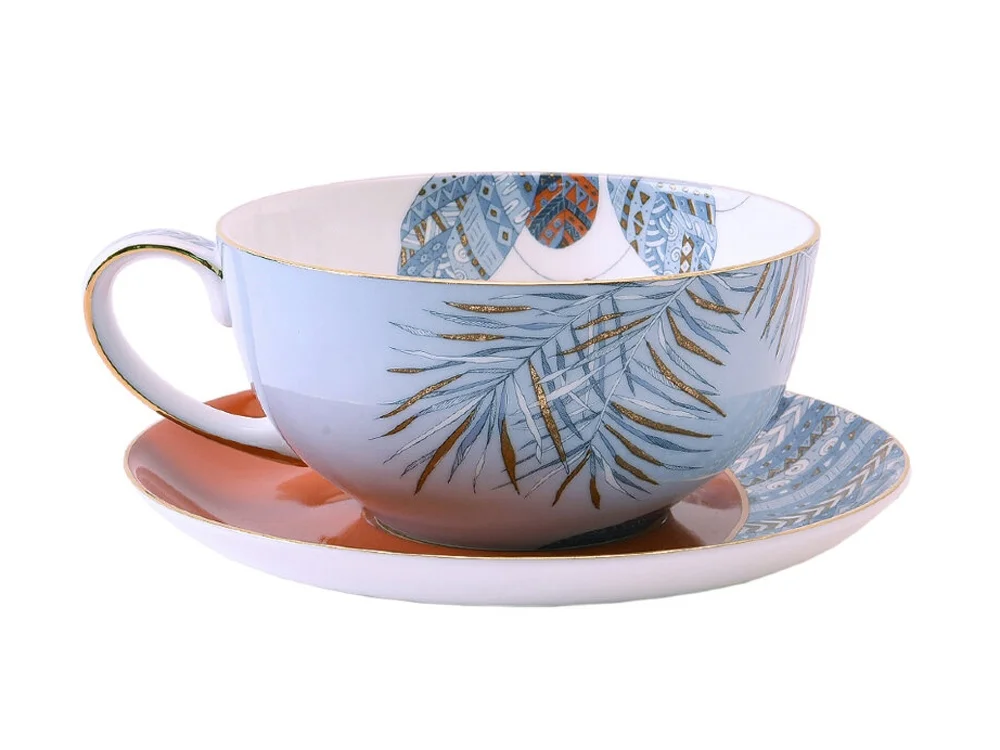 Набор чашка и блюдце TEA SET TRO голубой 300 мл - фото 2