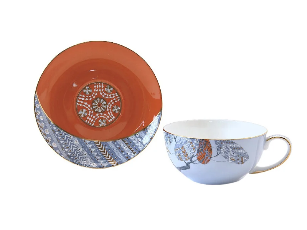 Набор чашка и блюдце TEA SET TRO голубой 300 мл - фото 3