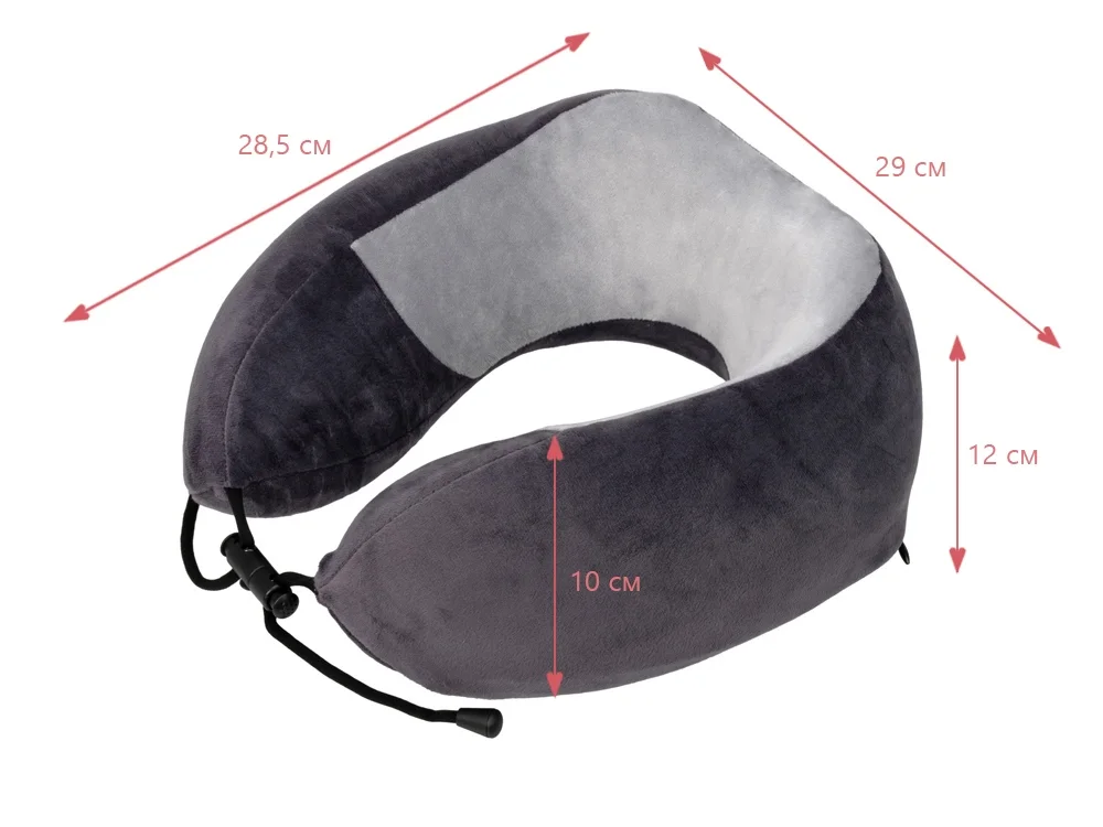 Подушка дорожная с эффектом памяти серый - фото 6