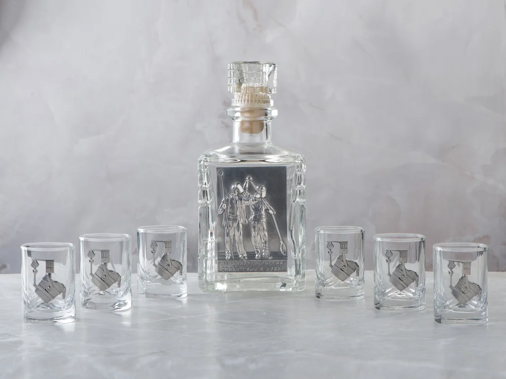 Набор со штофом Металлурги прозрачный 750 мл 6 х 50