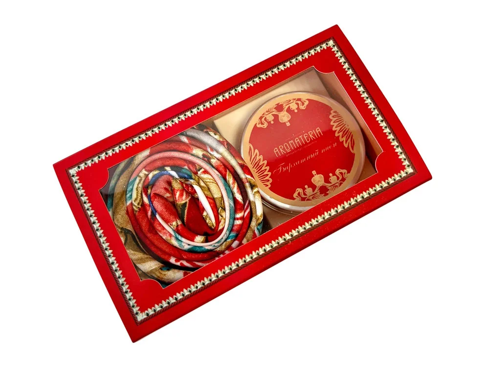 Набор: платок Кремль – Москва и свеча Бархатный пион красный - фото 2