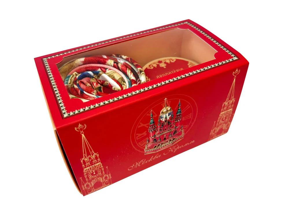 Набор: платок Кремль – Москва и свеча Бархатный пион красный - фото 3